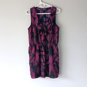 TwentyOne Sleeveless V-Neck Mini Dress Ruffle Made in US Purple Navy Blue Medium